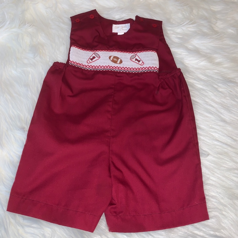Smocked shortall - football - 2T